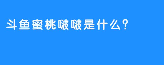 斗鱼蜜桃啵啵是什么？